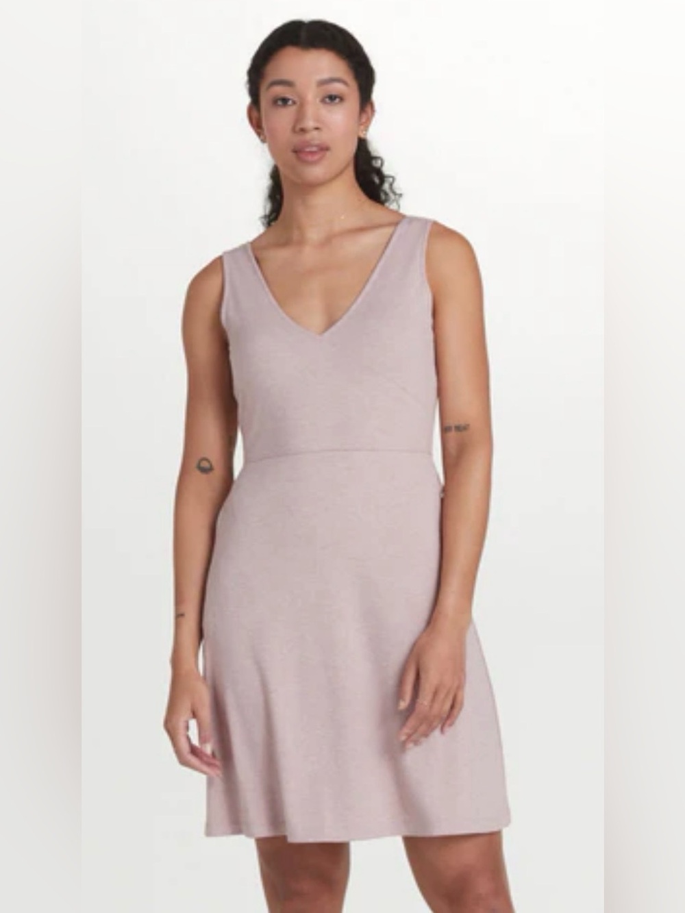Lole Traverse Faux Wrap Yoga Stretch A Line Sundress with Pockets in Light Pink